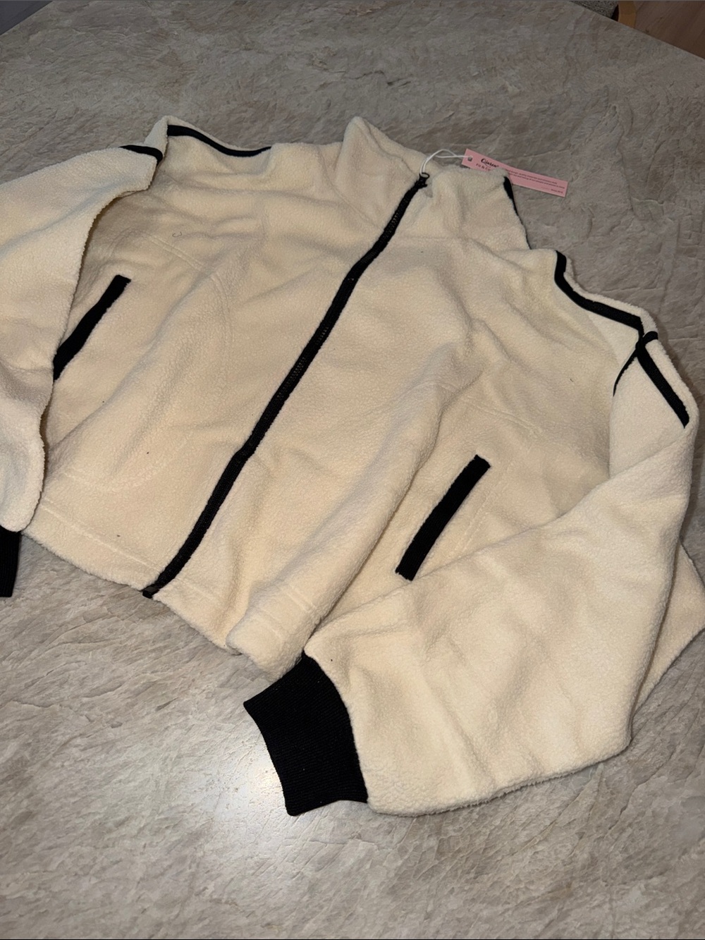 Cream Women’s Zip-Up Fleece Sweater